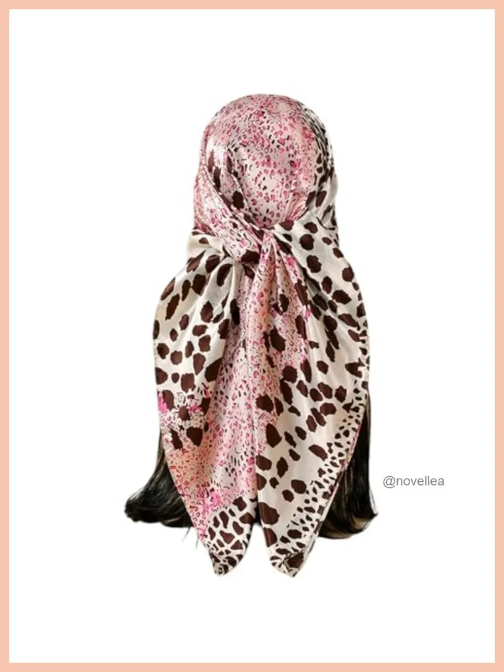 35 Inch Square Satin Scarf Leopard Print Silk Feel Hair Wrap Lightweight Shawl